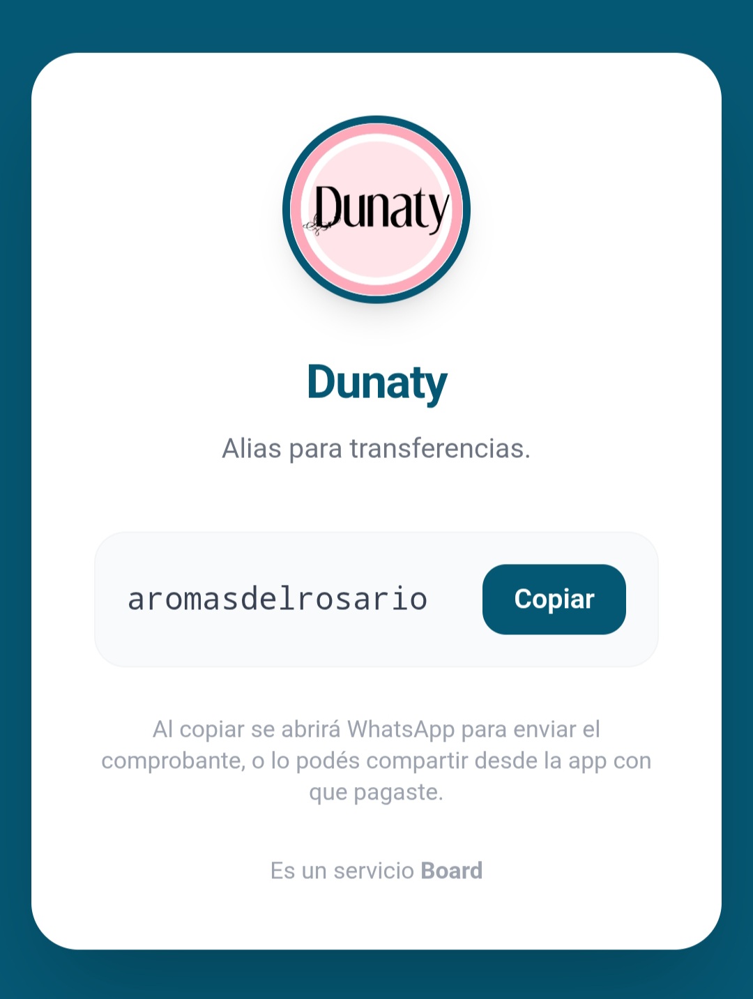 Pantalla con alias y logo